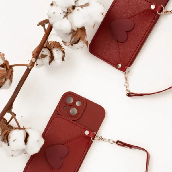 Kryt Crossbody z kůže Phone Bag Heart (Srce) pro iPhone 14